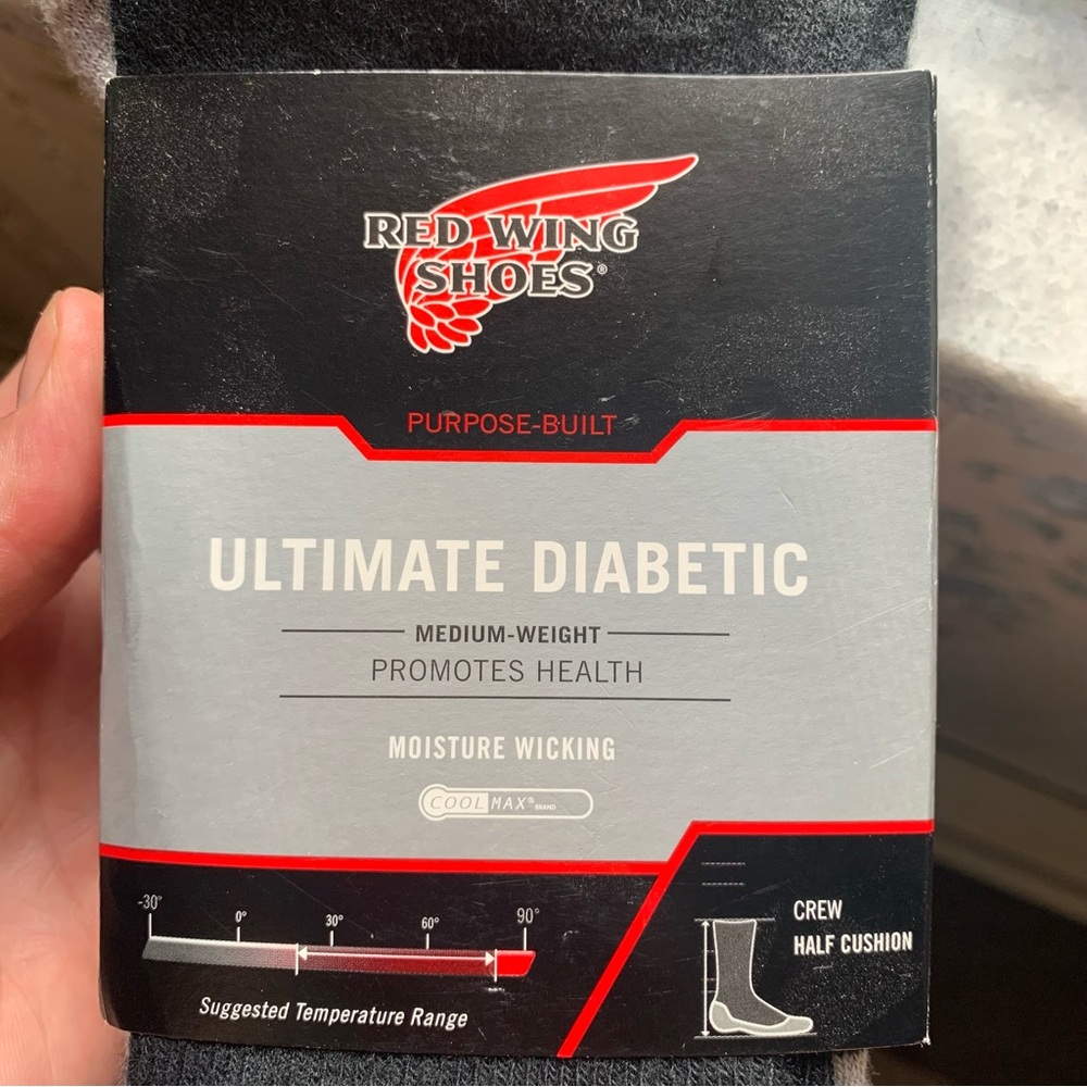Red Wing Shoes Diabetic Crew Socks - Gray